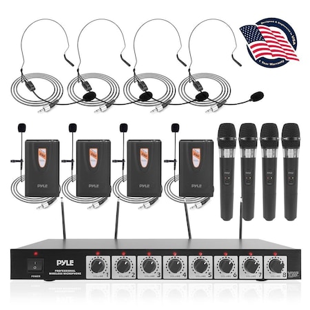 Pyle 8 Mic Handheld Vhf Wireless Mic System, PDWM8700 PDWM8700